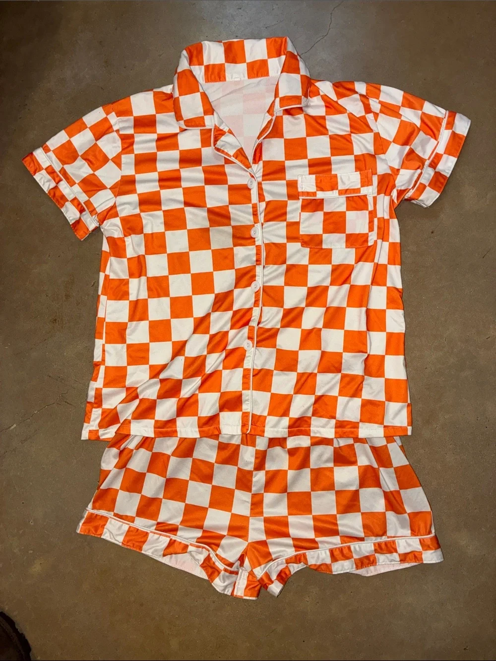Orange Checker Pajama Set
